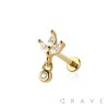 MULTI CZ MARQUISE WITH ROUND DANGLE CZ THREADLESS (PUSH IN) 316L SURGICAL STEEL LABRET SET